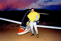 /images/133/2000-02-glider-me-crown-king.jpg - 00461: Returning from Crown King on dirtbike … photo by a crash-landed glider  … Feb 2000 -- Bumble Bee, Arizona