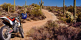 /images/133/2000-04-xr-tangerine1-pano.jpg - #00485: my Honda XR400 … near Tangerine Road by Tucson … April 2000 -- Tucson, Arizona