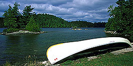 /images/133/2000-09-tema-shore-canoe-w.jpg - #00687: Lake Temagami … Sept 2000 -- Lake Temagami, Temagami, Ontario.Canada