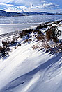 /images/133/2000-12-phx-tor-gunn-footsteps-v.jpg - #00708: lake by Gunnison … Phoenix-Toronto 3,500 mile snow-camping trip … Dec 2000 -- Morrow Point Reservoir, Gunnison, Colorado