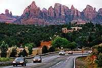 /images/133/2003-06-sedona-cars-rocks.jpg - #01235: cars leaving city of Sedona and heading to Oak Creek … June 2003 -- Sedona, Arizona