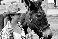 /images/133/2003-08-sonia-mule1-bw.jpg - #01334: Sonia in Chaco, New Mexico … August 2003 -- Chaco, New Mexico