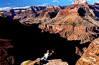 /images/133/2004-07-grand-plateau3.jpg - #01691: hikers at Plateau Point overlooking Colorado River of Grand Canyon … July 2004 -- Bright Angel Plateau Point, Grand Canyon, Arizona