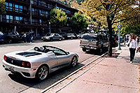 /images/133/2004-09-aspen-ferrari2.jpg - #02092: Silver Ferrari 360 Spider in Aspen - 3.6L V8, 400 hp, 0-60 mph in 4.5 sec … Sept 2004 -- Aspen, Colorado