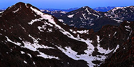 /images/133/2007-06-30-evans-bier04-pano.jpg - #04082: Mt Bierstadt (14,060 ft) on the left continuing into The Sawtooth on the right … view from Mt Evans … June 2007 -- Mt Bierstadt, Colorado