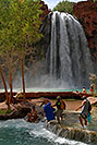 /images/133/2008-05-20-hav-people-8972v.jpg - #05357: People at Havasu Falls - 120 ft drop (37 meters) … May 2008 -- Havasu Falls!, Havasu Falls, Arizona