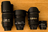 /images/133/2008-07-05-nikon-lenses-17501.jpg - #05595: Nikon lenses - 105mm f/2.8G AF-S, 85mm f/1.4D, 17-35mm f/2.8D AF-S and 50mm f/1.8 -  comparison … July 2008 -- Tempe, Arizona