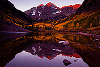 /images/133/2011-10-01-maroon-reflection-102893.jpg - #09562: Sunrise reflection of Maroon Bells in Colorado … October 2011 -- Maroon Bells, Colorado