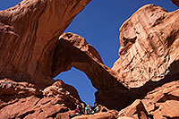 /images/133/2013-11-01-double-arch-1dx_4034.jpg - #11215: Italians at Double Arch in Arches National Park … November 2013 -- Double Arch, Arches Park, Utah