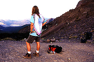 at the saddle at 8pm, still heading for the summit â€¦ hiking from Snowbowl to Humphreys Peak