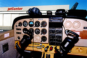 inside of a 4 seater Cessna at Centennial airport