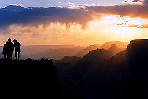Silhouettes of Aneta, Ewka & Ola (left to right) during sunset in Grand Canyon