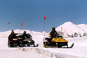 Snowmobilers at Molas Pass Summit