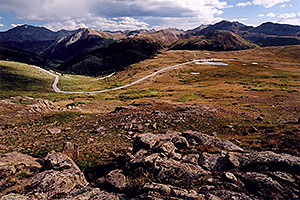 Road from Twin Lakes (left) to Independence Pass