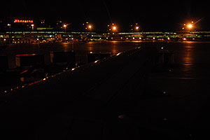 Sheraton hotel and Toronto airport at night 