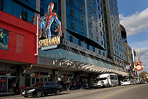 Spider-Man and Hard Rock CafÃ© on Main Street in Niagara Falls