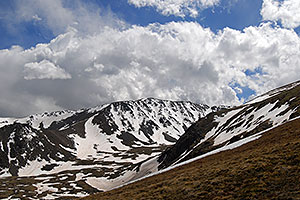 Bull Hill (13,761ft) dominates the view on the left on uphill along South Mt Elbert Trail