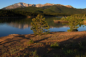 Morning reflection of Pikes Peak in Crystal Reservoir