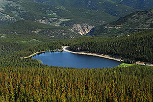View of Echo Lake at 10,600 ft from Mt Evans Road at 12,000 ft