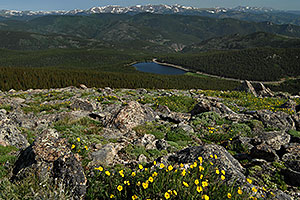View of Echo Lake at 10,600 ft from Mt Evans Road at 12,000 ft