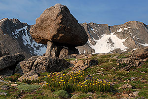 suspended rock by Summit Lake 