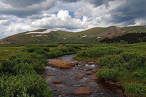 Scott Gomer Creek by Mt Bierstadt â€¦ Mt Spalding (13,842 ft) on the right