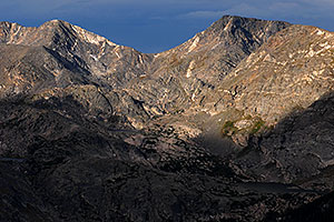 View of Mt Julian (12,928 ft, left) and Mt Ida (12,880 ft, right) with Gorge Lakes in between