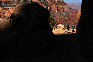Hikers above (and heading towards) Ooh-Aah point along South Kaibab Trail in Grand Canyon