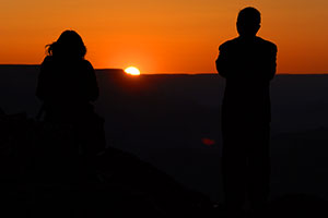People at sunset in Desert View in Grand Canyon