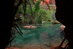 Entrance to a special place - Havasu Creek with ladder barely showing (near Beaver Falls)