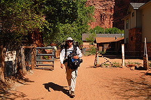 Me leaving Supai and heading for Hualapai Hilltop - with 2 backpacks and a tripod