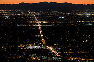 View from Squaw Peak west at Phoenix -- 7pm traffic along Northern Ave