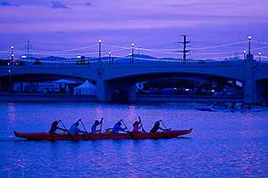 6 Canoers rowing at Tempe Town Lake