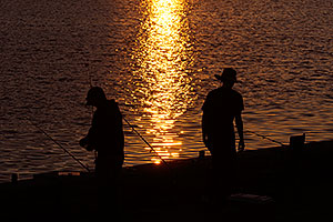 Fishing at sunset at Tempe Town Lake