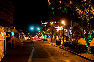 Christmas lights along Mill Road in Tempe - view North