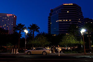 By Arizona Center and Sheraton at night in Phoenix