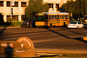 School bus and traffic at Kiwanis Park