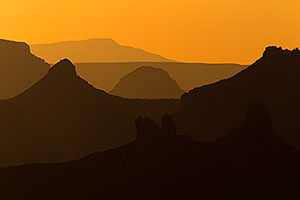 Mountain silhouettes at sunset in Grand Canyon
