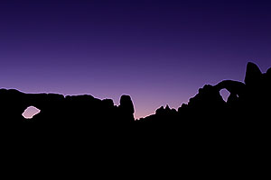 Night Silhouettes of South Window (left) and Turret Arch (right) in Arches National Park