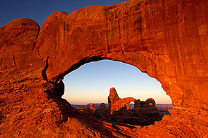 View of Turret Arch through North Window in Arches National Park