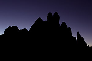 Rock silhouettes in Devils Garden in Arches National Park