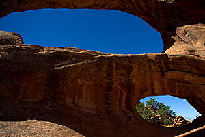 2 window openings at Double O Arch in Arches National Park