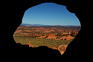 View through the Partition Arch in Arches National Park