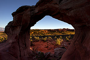 View through Broken Arch in Arches National Park