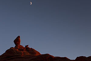 Moon over rocks in Arches National Park