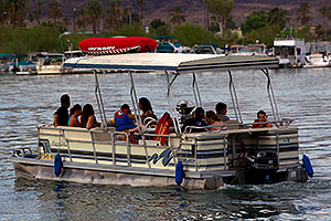 Pontoon boat near London Bridge in Lake Havasu City