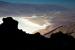 View from Dantes View at Badwater at elevation -282 ft