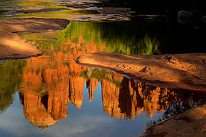 Cathedral Rock reflection in Oak Creek in Sedona