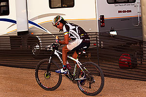 07:10:19 #1 Tinker Juarez with a sandwich at Trek Bicycles 12 and 24 Hours of Fury â€¦
