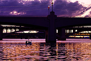 Kayakers in the evening at Tempe Town Lake